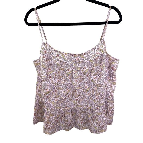J. Crew Ruffle Tank Top Pink Paisley Large NWT Babydoll Cami Y2K Fairy Cottage - Picture 1 of 9